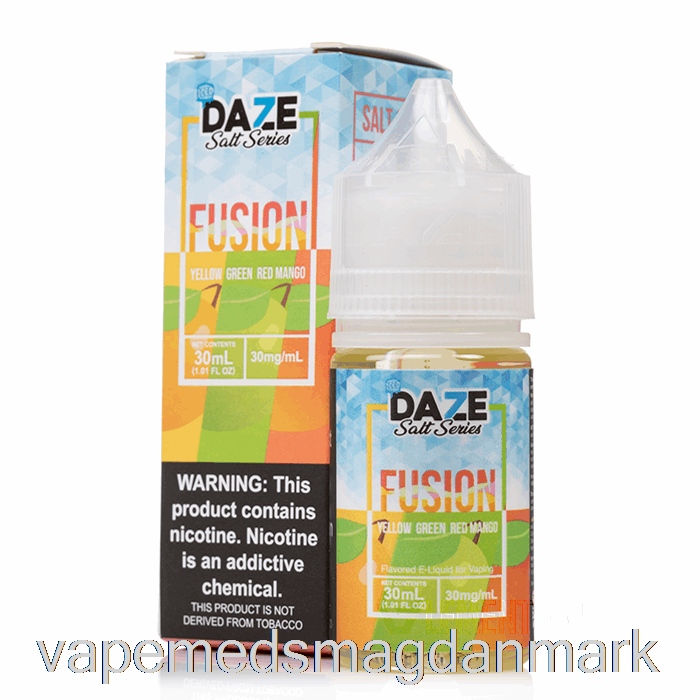 Vape Uden Nikotin Iced Gul Grøn Rød Mango - 7 Daze Fusion Salt - 30ml 50mg